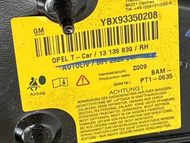 Opel Astra H 2004-2010 2004-2010 Légzsák Használt Ülés légzsák jobb 
